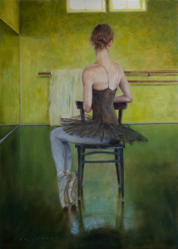 De groene kamer, een schilderij van een sierlijke ballerina.