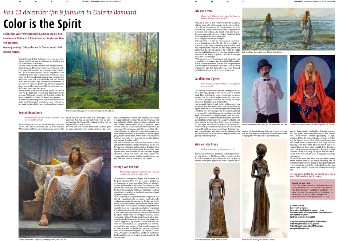 Color is the Spirit. Artikel in Kunstkrant over expositie bij Galerie Bonnard van 12 december t/m 9 januari.
