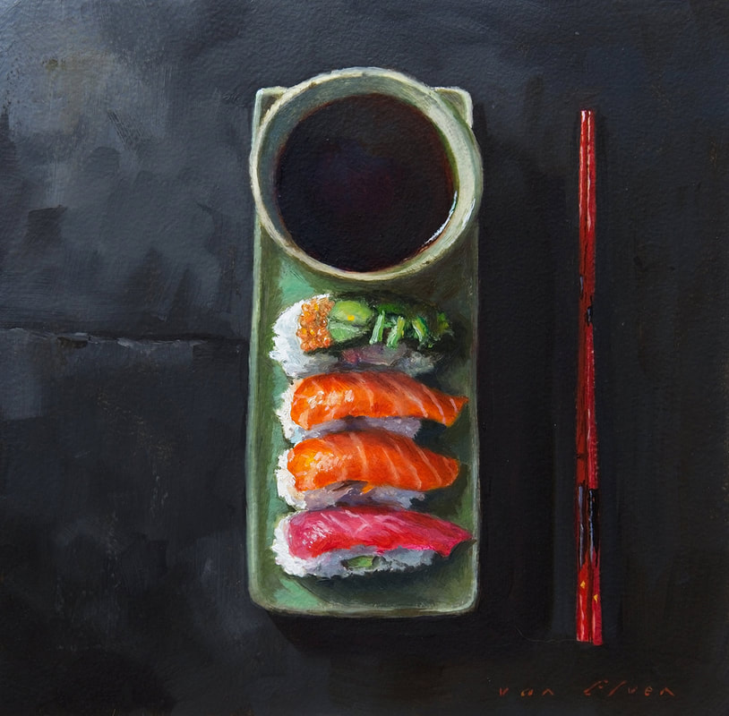 Een schilderij van Sushi